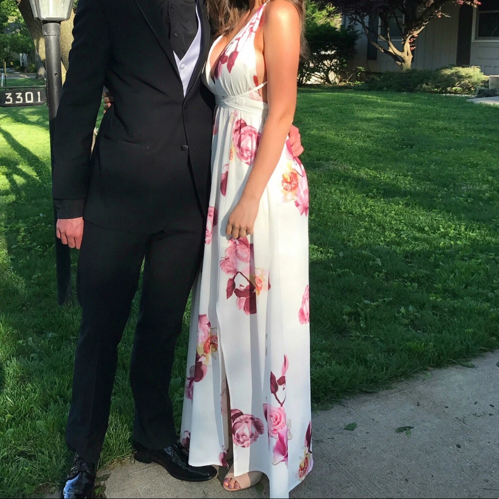 Long floral white dress